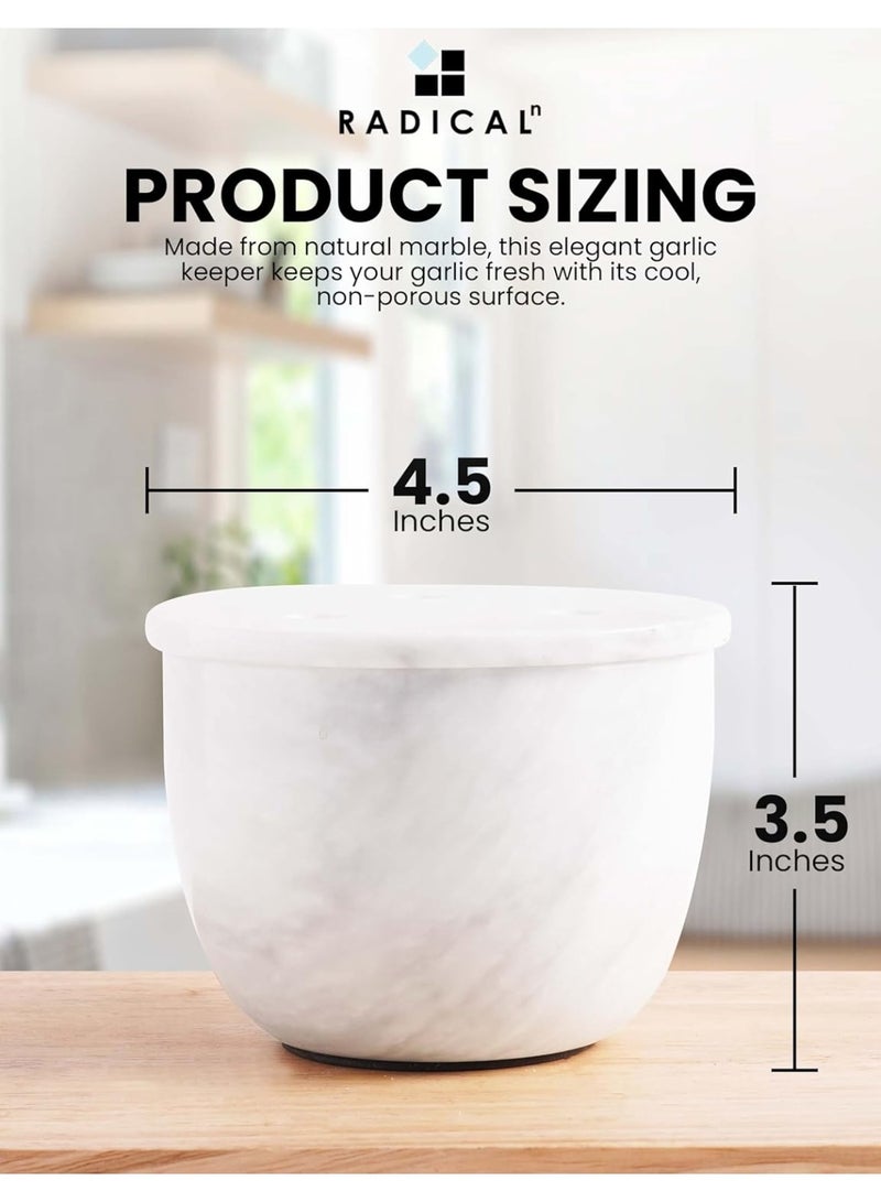 Radicaln Marble Garlic Keeper for Counter 4.5 Inch White Handmade Small Garlic cloves container, Ideal Garlic Holder For Countertop Storage - Image 4